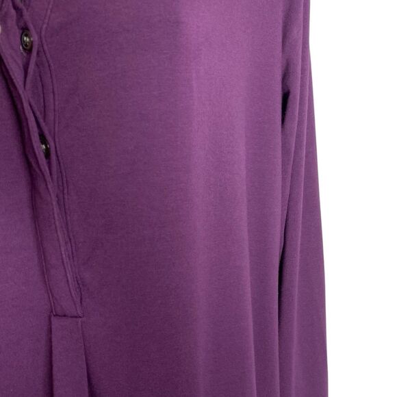 J Jill Polo Dress Womens M Purple V-Neck Collared 1/4 Button Long Sleeve Stretch - Picture 8 of 12